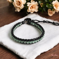 Green Aventurine Leather Bracelet | Beaded Crystal Jewelry