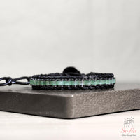 Green Aventurine Leather Bracelet | Beaded Crystal Jewelry