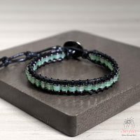 Green Aventurine Leather Bracelet | Beaded Crystal Jewelry