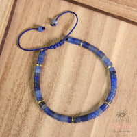 Blue Aventurine Bracelet | Layering Gemstone Heishi Beaded Bracelets
