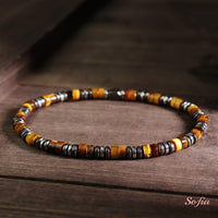 Tigers Eye Stretchy Bracelet | Layering Gemstone Heishi Beaded Bracelets