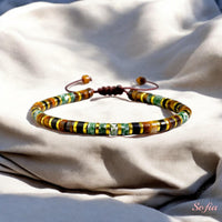 Tigerauge-Achat-Armband | Armbänder mit Heishi-Perlen aus Edelsteinen zum Kombinieren
