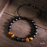 Onyx & Tigers Eye Beaded Bracelet | Layering Gemstone Jewelry
