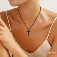 Personalized Cross Necklace Titanium Steel Custom Engraved Pendant