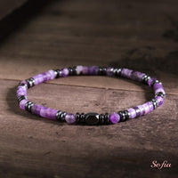 Amethyst Stretchy Bracelet | Layering Gemstone Heishi Beaded Bracelets