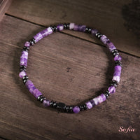 Amethyst Stretchy Bracelet | Layering Gemstone Heishi Beaded Bracelets