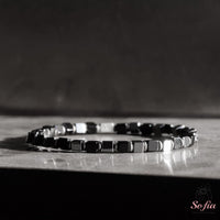 Hematite Bracelet Cube Beads | Layering Gemstone Jewelry Elastic