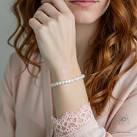 4MM Mother of Pearl Bracelet | Dainty Beaded Crystal Jewelry