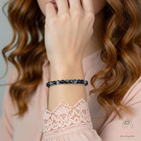 4MM Armband aus schwarzem Achat | Filigraner Kristallschmuck mit Perlen