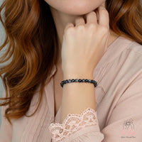 4MM Armband aus schwarzem Achat | Filigraner Kristallschmuck mit Perlen