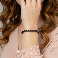 4MM Armband aus schwarzem Achat | Filigraner Kristallschmuck mit Perlen
