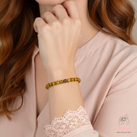 4MM Gold Tigers Eye Bracelet | Dainty Beaded Crystal Jewelry