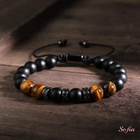 Onyx & Tigers Eye Beaded Bracelet | Layering Gemstone Jewelry
