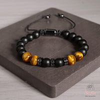 Onyx & Tigers Eye Beaded Bracelet | Layering Gemstone Jewelry