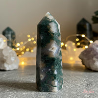 Moss Agate Crystal Tower | Crystal Decor