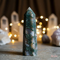 Moss Agate Crystal Tower | Crystal Decor