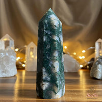 Moss Agate Crystal Tower | Crystal Decor