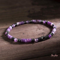 Amethyst Stretchy Bracelet | Layering Gemstone Heishi Beaded Bracelets