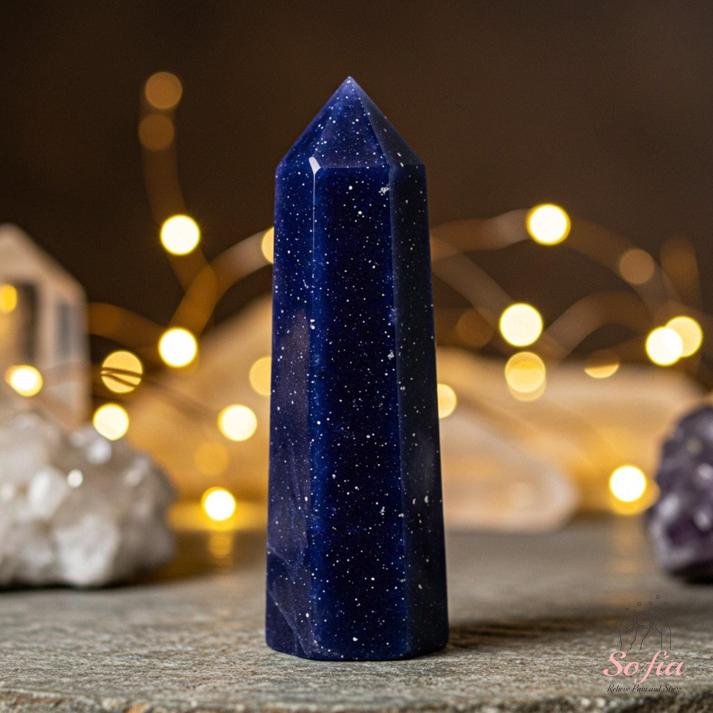 Blue Goldstone Crystal Tower | Crystal Stone Decor