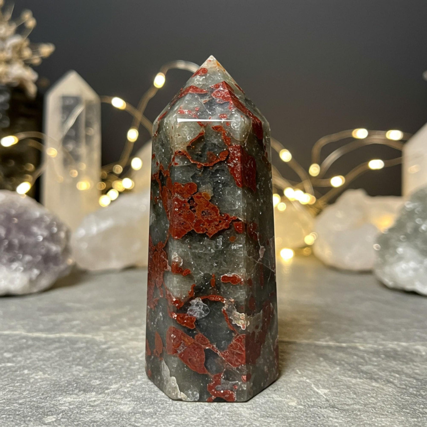 African Bloodstone Crystal Tower | Crystal Stone Decor