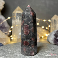 Arfvedsonite with Garnet Crystal Tower | Crystal Stone Decor