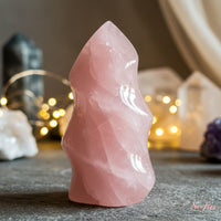 Rose Quartz Crystal Flame Tower | Crystal Stone Decor