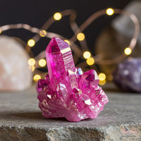 Pink Angel Aura Quartz Cluster | Crystal Stone Decor
