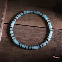Aquamarine Stretchy Bracelet | Layering Gemstone Heishi Beaded Bracelets
