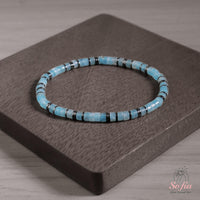 Aquamarine Stretchy Bracelet | Layering Gemstone Heishi Beaded Bracelets