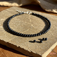Obsidian Anklet | 3MM Faceted Beads | Dainty Crystal Jewelry