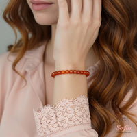 Pulsera de cornalina de 5 mm | Joyería de cristal con cuentas finas