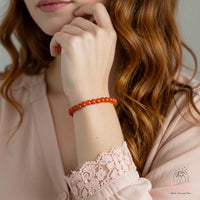 Pulsera de cornalina de 5 mm | Joyería de cristal con cuentas finas