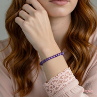 4MM Chevron Amethyst Bracelet | Dainty Beaded Crystal Jewelry