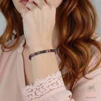 4MM Black Rhodonite Bracelet | Dainty Beaded Crystal Jewelry