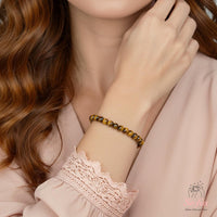 4MM Tigers Eye Bracelet | Dainty Beaded Crystal Jewelry