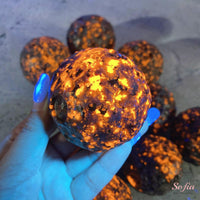 UV-Reactive Yooperlite Crystal Sphere Moon | Crystal Stone Decor
