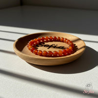 Pulsera de cornalina de 5 mm | Joyería de cristal con cuentas finas