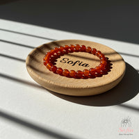 Pulsera de cornalina de 5 mm | Joyería de cristal con cuentas finas