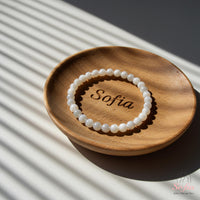 4MM Mother of Pearl Bracelet | Dainty Beaded Crystal Jewelry