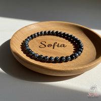 4MM Snowflake Obsidian Bracelet | Dainty Beaded Crystal Jewelry