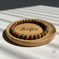 4MM Red Creek Jasper Bracelet | Dainty Beaded Crystal Jewelry
