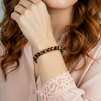 Rainbow Tigers Eye Stretch Bracelet | Beaded Boho Crystal Jewelry