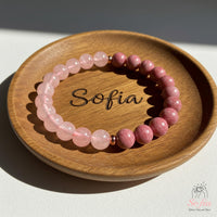 Rhodonite & Rose Quartz Bracelet | Crystal Jewelry