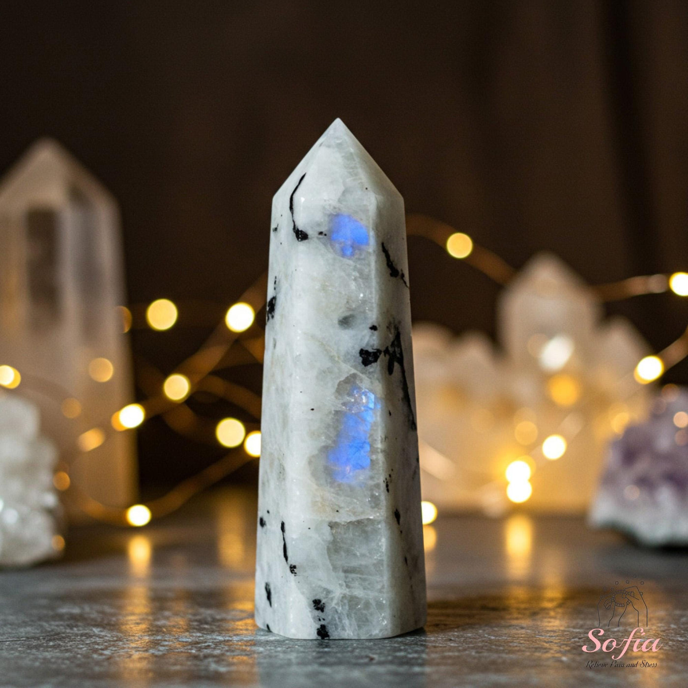 Rainbow Moonstone Crystal Tower | Crystal Stone Decor