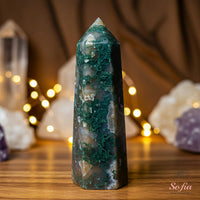 Moss Agate Crystal Tower | Crystal Decor