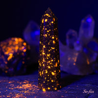 UV-Reactive Yooperlite Crystal Tower | Crystal Stone Decor