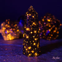 UV-Reactive Yooperlite Crystal Tower | Crystal Stone Decor