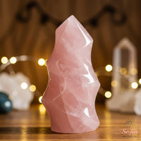 Rose Quartz Crystal Flame Tower | Crystal Stone Decor