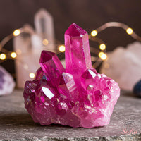 Pink Angel Aura Quartz Cluster | Crystal Stone Decor
