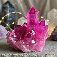 Pink Angel Aura Quartz Cluster | Crystal Stone Decor